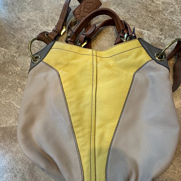 OrYany Handbag Victoria Dove Colorblock Pebble Grain Leather Bag Crossbody Hobo - Picture 6 of 16